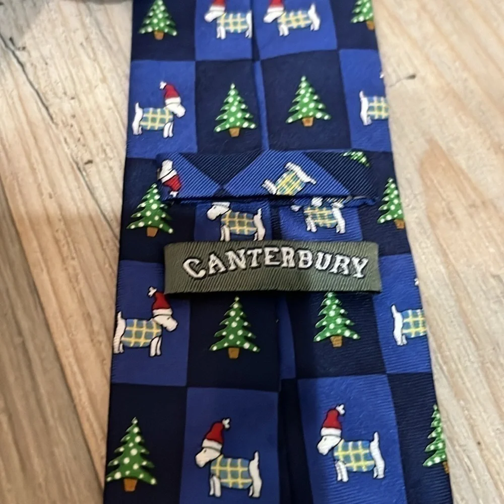 Canterbury Child’s zip neck tie Blue Christmas design decorated zipper